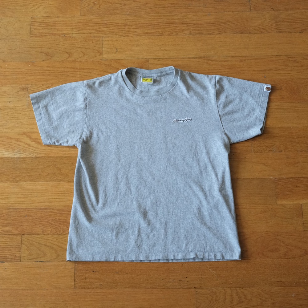 A Bathing Ape T-Shirt Mens Gray Big Logo Script Graphic Streetwear Size M 2388